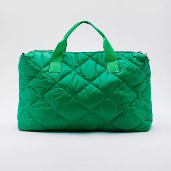 Green Quilted Purse with Crossbody Strap - Picture 4 of 6